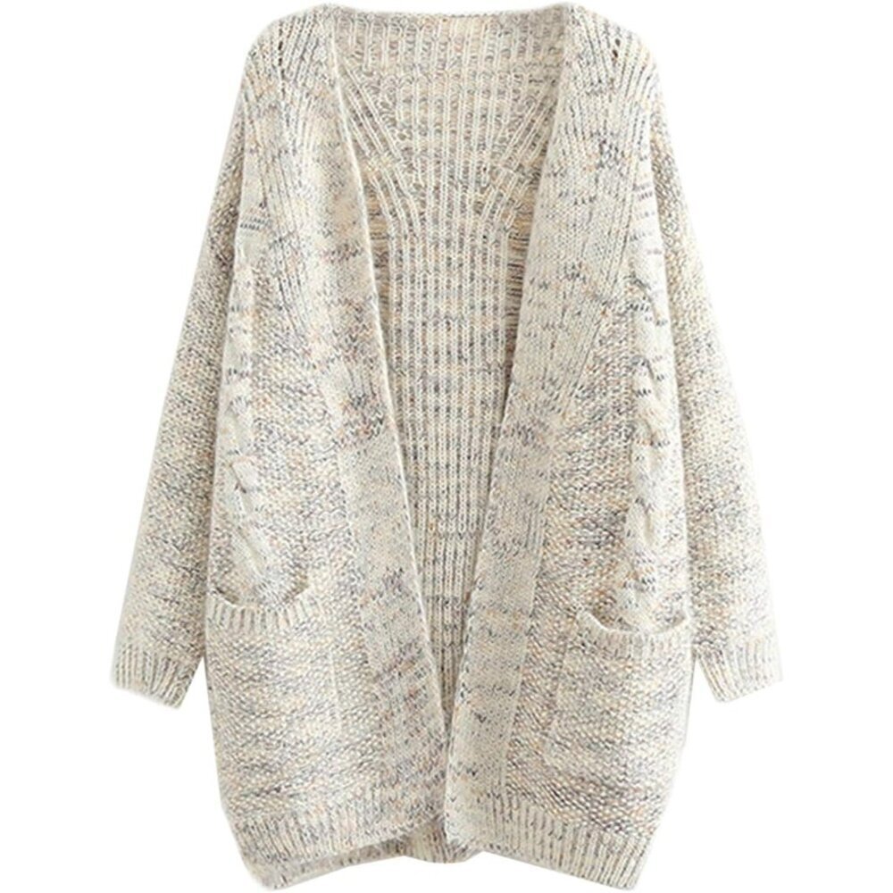 Knit Cardigan Women's Chunky Open Front Cover Up Pockets Casual Fit